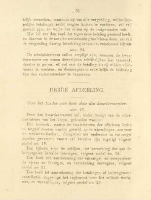 Derde afdeeling. Over het houden van boek door den kwartiermeester