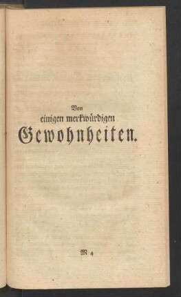 Von einigen merkwürdigen Gewohnheiten