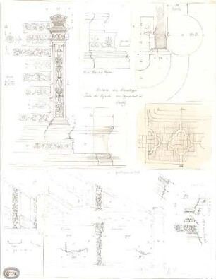 Lange, Ludwig; Lange - Archiv: VI.1 Renaissance in Italien (vorw. Details) - u. a. Riesentreppe am Dogenpalast in Venedig (Teilgrundriss, Details)