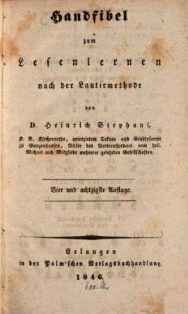 Handfibel zum Lesenlernen nach der Lautirmethode