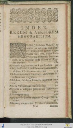 Index rerum & verborum memorabilium.
