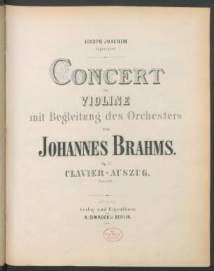 Concert für Violine mit Begleitung des Orchesters : op. 77