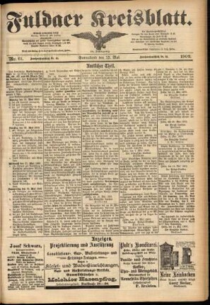 Zweite Ausgabe vom Samstag, den 23. Mai 1903.