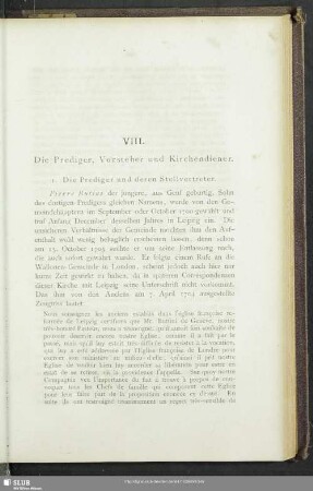 VIII. Die Prediger, Vorsteher und Kirchendiener
