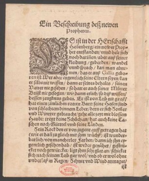 Ein Beschreibung deß newen Propheten.