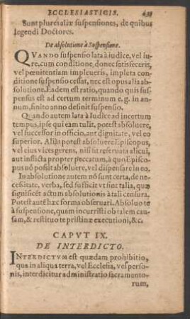 Caput IX. De Interdicto.