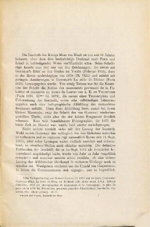 Die Inschrift des Königs Mesa von Moab : für akadem. Vorlesungen, 1. Schrifttafel