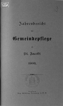1903: Jahresbericht der Gemeindepflege zu St. Jakobi