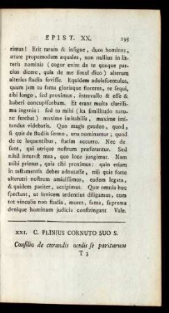 XXI. C. Plinius Cornuto Suo S.