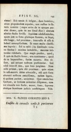 XXI. C. Plinius Cornuto Suo S.