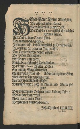 [Als Der Hoch-Edle, Veste, Hoch-Achtbare und Hochgelahrte Herr M. Christian Heinrich Freiesleben, ...]