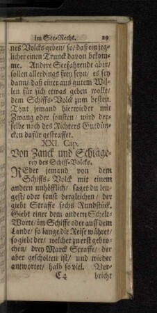 XXI. Cap. Von Zanck und Schlägerey des Schiff-Volcks.