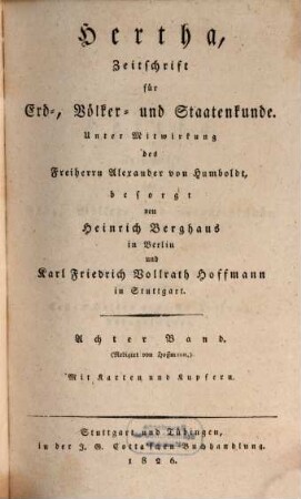 Hertha : Zeitschrift für Erd-, Völker- und Staatenkunde. 8. 1826