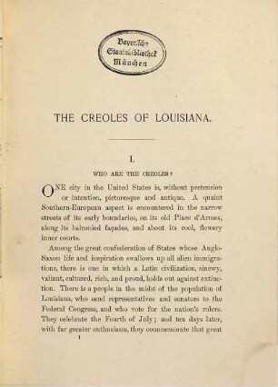 The Creoles of Louisiana by George W. Cable