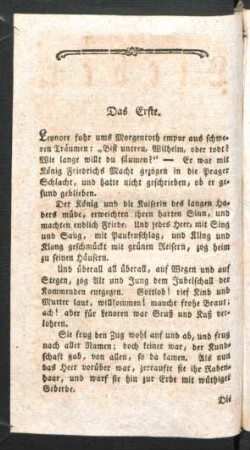 Das Erste. Leonore fuhr ums Morgenroth empor ...