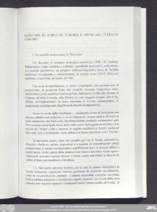 Questioni Di Turco Di Turchia E Ortak Dıl ("Lingua Comune")