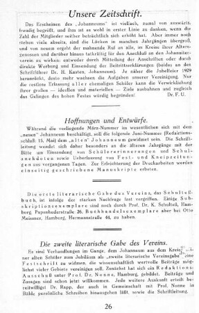 Unsere Zeitschrift.