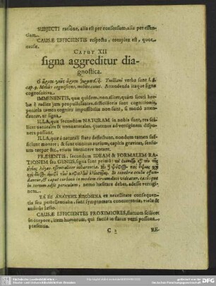 Caput XII. signa aggreditur diagnostica