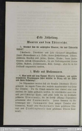 Erste Abtheilung. Waaren aus dem Thierreiche