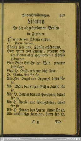 Litaney für die abgestorbenen Seelen im Fegfeuer