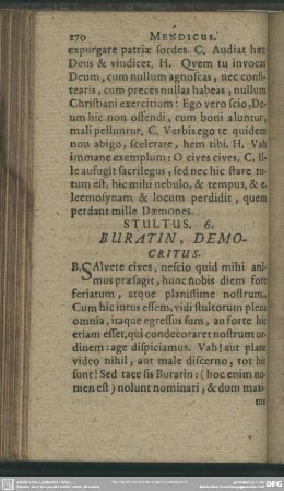 Stultus. 6. Buratin, Democritus