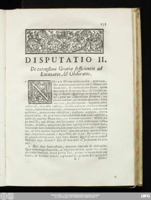 Disputatio II. De extensione Gratiae sufficientis ad Excoecatos, & Obduratos.