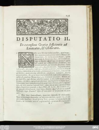 Disputatio II. De extensione Gratiae sufficientis ad Excoecatos, & Obduratos.