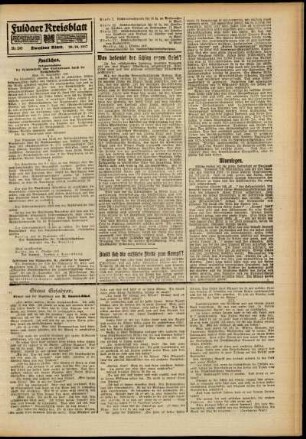 Zweite Ausgabe vom Samstag, den 20. Oktober 1917.