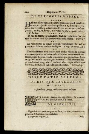 Disputatio Septima. De his quae Categoriis accidunt.