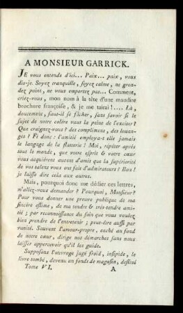 A Monsieur Garrick.
