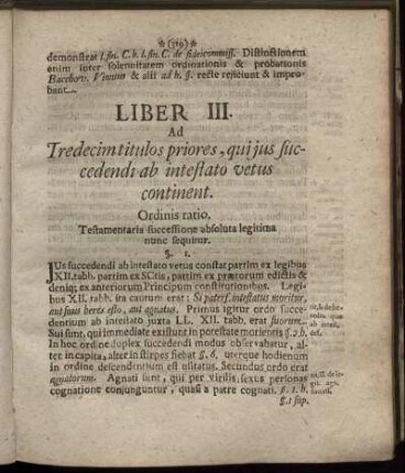 Ad Tredecim titulos priores, quijus succedendi ab intestato vetus continent.