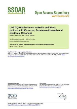 LGBTIQ-Wähler*innen in Berlin und Wien: politische Präferenzen, Parteienwettbewerb und elektorale Resonanz