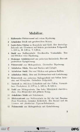 Mobiliar (Nr. 1-17 Mobiliar (Nr. 1-253)