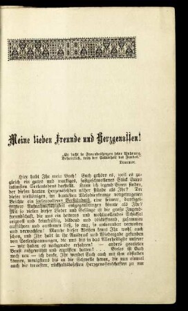 Meine lieben Freunde und Herzgenossen!