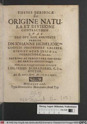 Theses Iuridicae De Origine Natura Et Divisione Contractuum