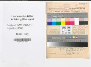 Entnazifizierung Karl Dullin, geb. 23.08.1909 (Klempner)