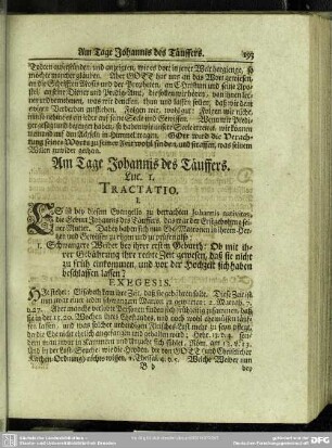 Am Tage Johannis des Täuffers. Luc. 1