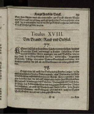 Titulus XVIII. Von Brandt, Raub und Diebstal