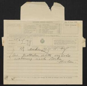 Brief von Hans von Hülsen an Gerhart Hauptmann