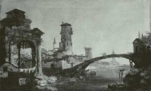 Küstenlandschaft mit Brücke