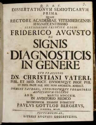 1: De Signis Diagnosticis In Genere