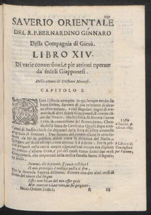 Capitolo I. Delle attioni de' Cristiani Meacesi