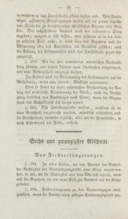 Sechs und zwanzigster Abschnitt. Von Fristverlängerungen