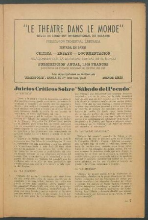 Juicios críticos sobre "Sábado del pecado"