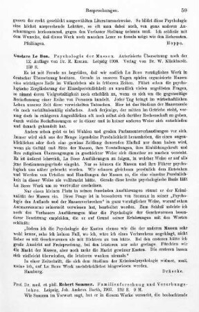 59, Gustave Le Bon. Psychologie der Massen. 1908