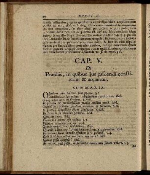 Cap. V. De Prædiis, in quibus jus pascendi constituatur & acquiratur.