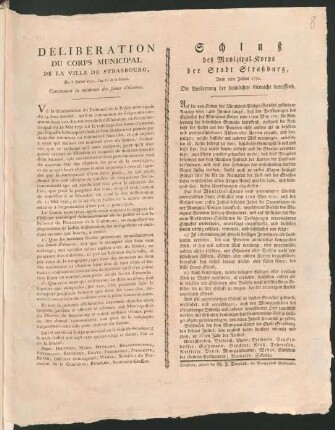 Délibération Du Corps Municipal De La Ville De Strasbourg : Du 3 Juillet 1792, l'an IV de la liberté ; Concernant la vuidange des fosses d'aisance