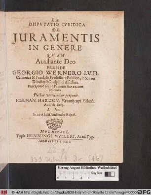 Disputatio Iuridica De Iuramentis In Genere