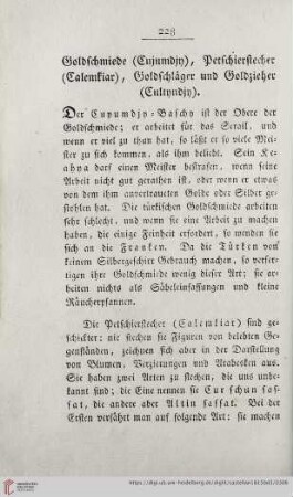 Goldschmiede (Cujumdiy), Petschierstecher (Calemkiar), Goldschläger und Goldzieher (Cultyndin)