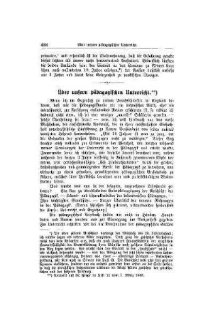 Über unsern pädagogischen Unterricht